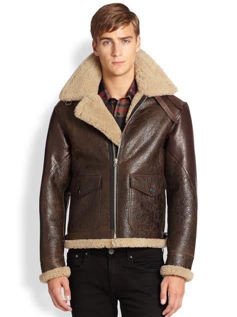 burberry brit shearling jacket|Mens Burberry brown Shearling Aviator Jacket .